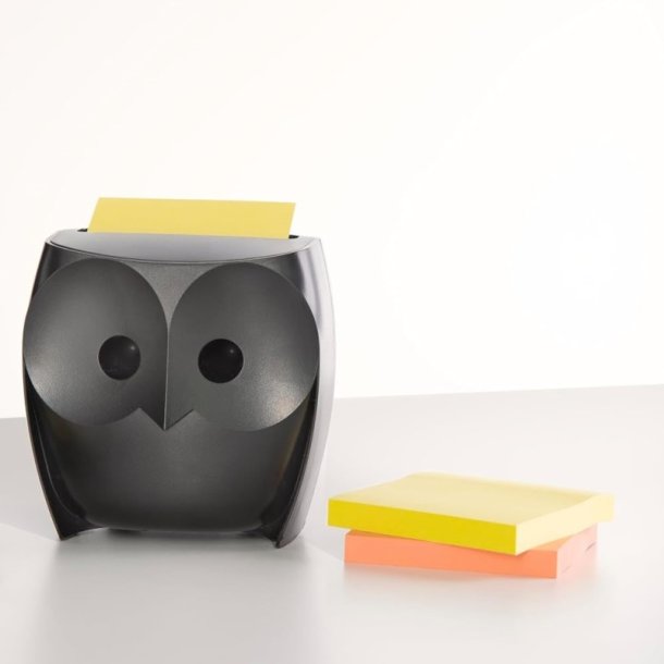 3M Post-it Z-Notes Dispenser Ugle Sort med Super Sticky Z-Notes